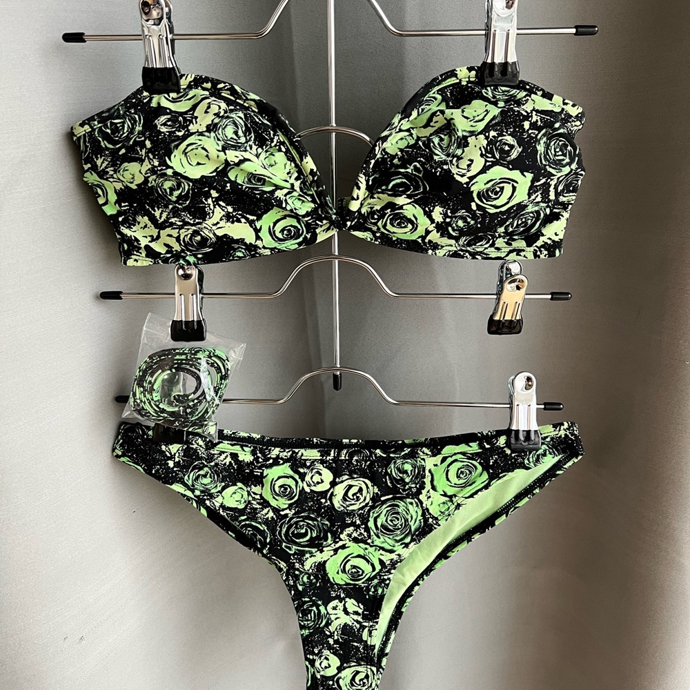 H&M Mint Green and Black Bikini Set